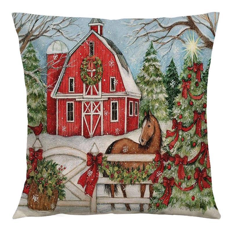 Throw Pillow Case Retro Christmas Cartoon Living Room Bedroom Cushion Pillow
