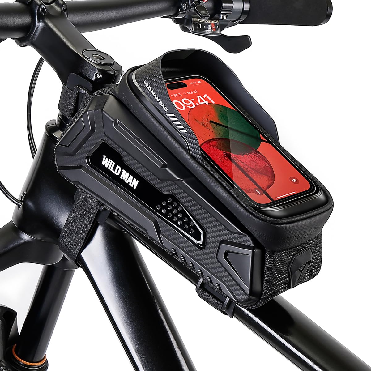 

WILD MAN Hard Case Bicycle Portable Rack Bag Waterproof Bicycle Portable Bag with Head Pipe, for Road Mountain Bikes with Sensitive Touch Panel (M30,