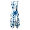 Women's Casual Sleeveless Floral Print Dress with Round Neck and Asymmetrical Hem Mid-Length Summer Dress for Daily Wear