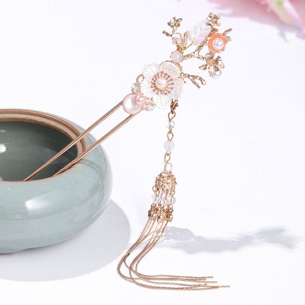 Ear Clip Hair Combs Tassel Earrings Chinese Style Crown Bridal Wedding Jewelry Set Hair Stick