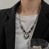 Fashion Sweet Cool Heart Pendant Necklace Choker Neck Chain Elegant Clavicle Chain Handmade Beaded Necklace Y2K Jewelry
