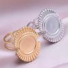 Fashion DIY Drip Oil Rhinestone Round Oval Water Droplets Blank Settings Open Adjustable Stainless Steel Ring For Women Men Gift