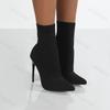 Autumn Luxury Women Socks Shoes Stretch Fabric Women Ankle Boots Pointed Toe High Heels Slip-On Sexy Sock Heeled Chelsea Boots