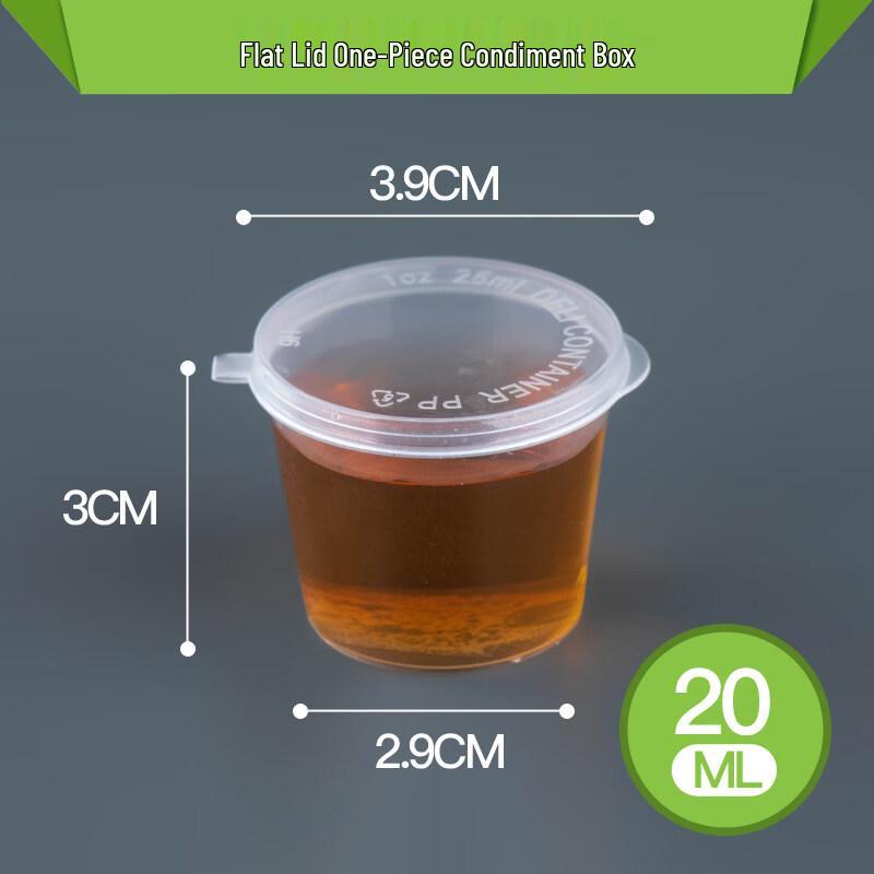 Disposable 20ml Plastic Sauce Cups with Flat Lids
