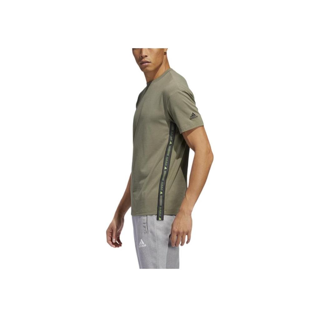 Adidas Solid Color Casual Comfortable Breathable Round Neck Short Sleeve T-Shirt Men Tops Army-Green FT2790