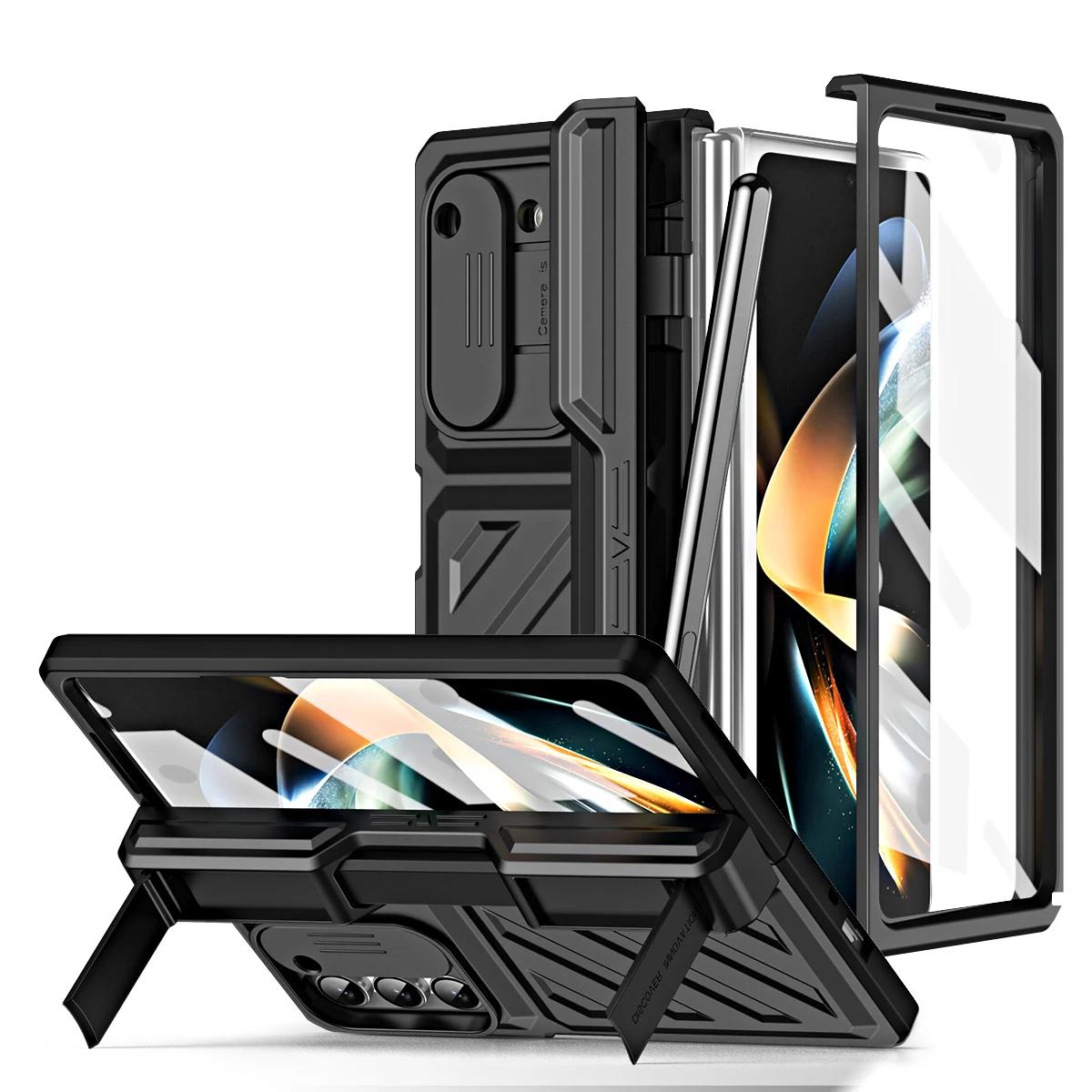 

Для Samsung Galaxy Z Fold 6 5 4 Чехол Hinge Armor Противоударный Гибридный Прочный Подставка Магнитная Полная Защитная Стеклянная Пленка Складной Чехол For Galaxy Z Fold 5