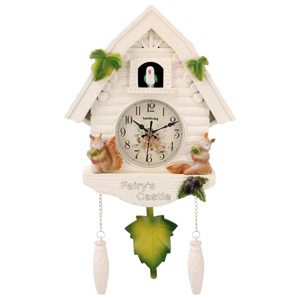 Cuckoo Wall Clock Creative Arabic Numerical Quartz Non Ticking Forest Hanging 3D Pendulum for