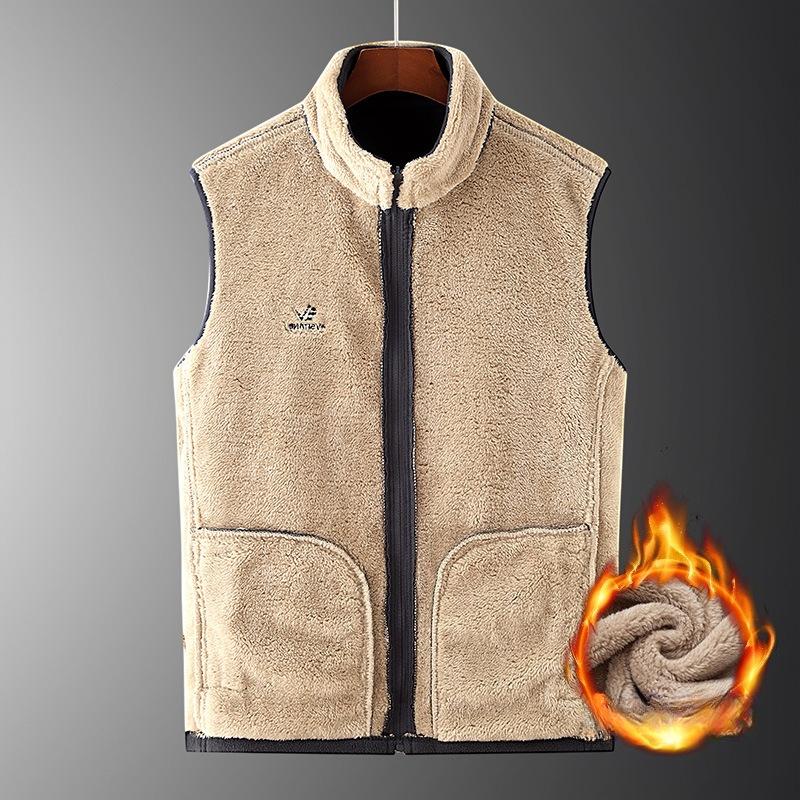 Men's Plus Velvet Vest, Autumn and Winter Warmth, Thickened Jacket, Jacket, Men's Fleece, Middle-aged Dad Wear