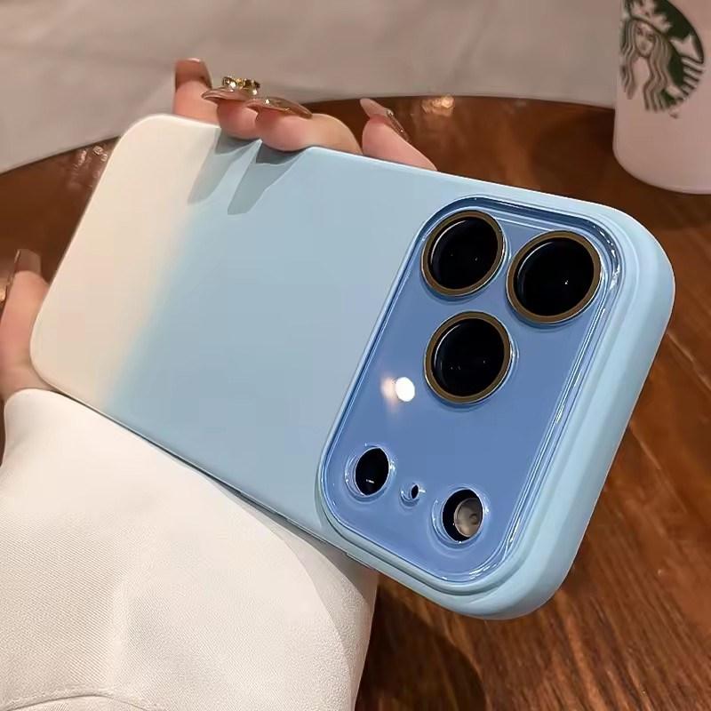 Husă Moale cu Gradient de Culoare Bomboană cu Fereastră Mare Pentru IPhone 17 16 15 14 Pro Max 13 12 Air Plus Silicon Lichid Rezistent la Șocuri Husă Spate