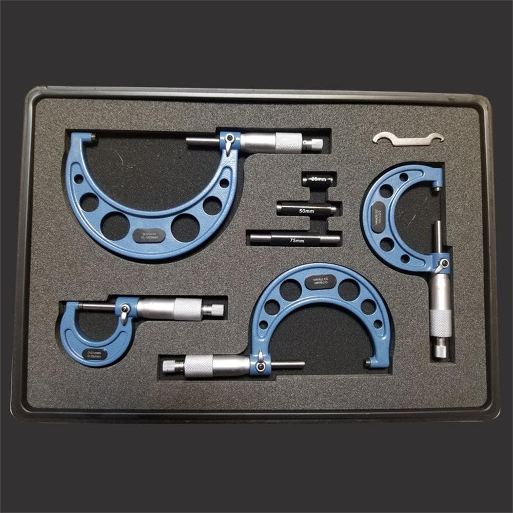 0-4"/0.01Mm Premium Outside Micrometer Set Machinist Tool Precision Carbide Tips