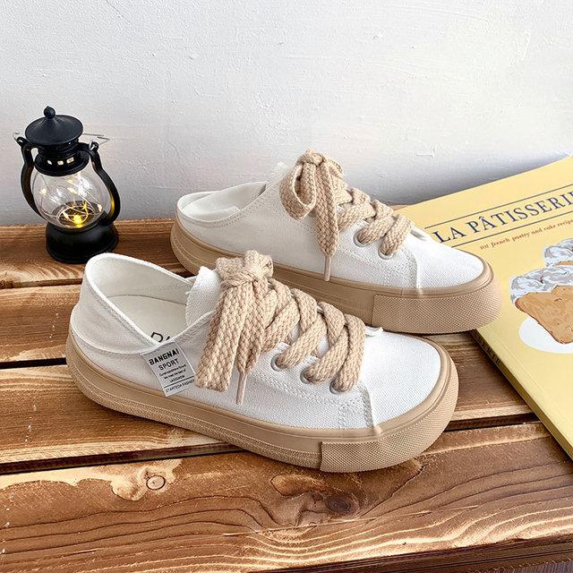 

Женские кроссовки Kawaii, белая женская теннисная обувь, парусиновая женская обувь без шнуровки, туфли на платформе на плоской подошве, повседневная женская вулканизированная обувь 40 хаки