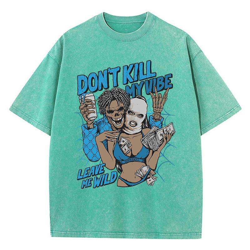 

Уличные женские футболки Не убивай мой вайб Оставь меня дикой Принт Короткий рукав Удобный хлопок Оверсайз топы 3XL