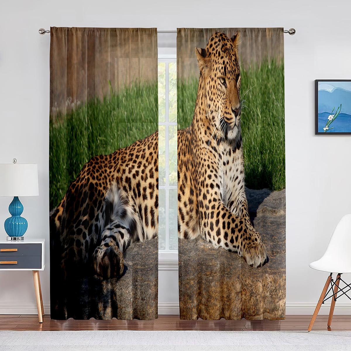 Африканские животные сафари леопард дикая природа гепард прозрачная вуаль шторы — фото 4
