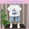 Stylish Summer Cotton Two Piece Set For Boys Soft Breathable Cartoon Design For Ages 3 To 8