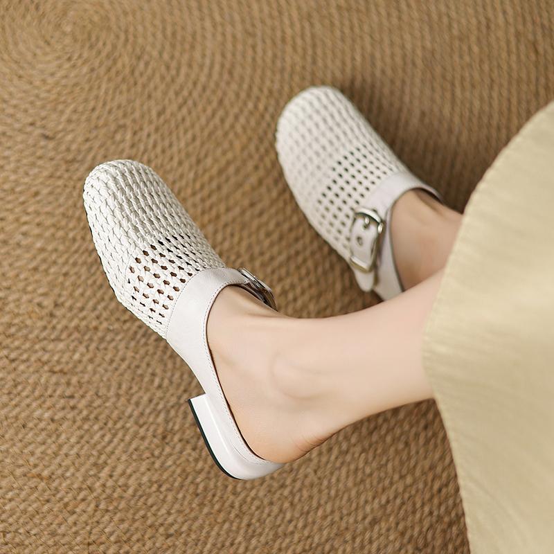 Fashion 2025 New Summer Slippers Cover Toe Fashion Hollow Out Sandals Women Shoes Zapatos De Mujer Ladies Shoes Mesh Mules Sliver Shoes