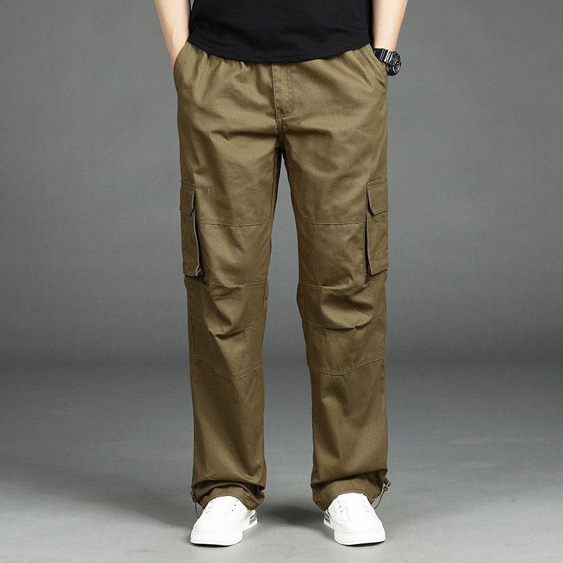 Men's Black Straight Leg Cargo Pants Casual Streetwear Trousers