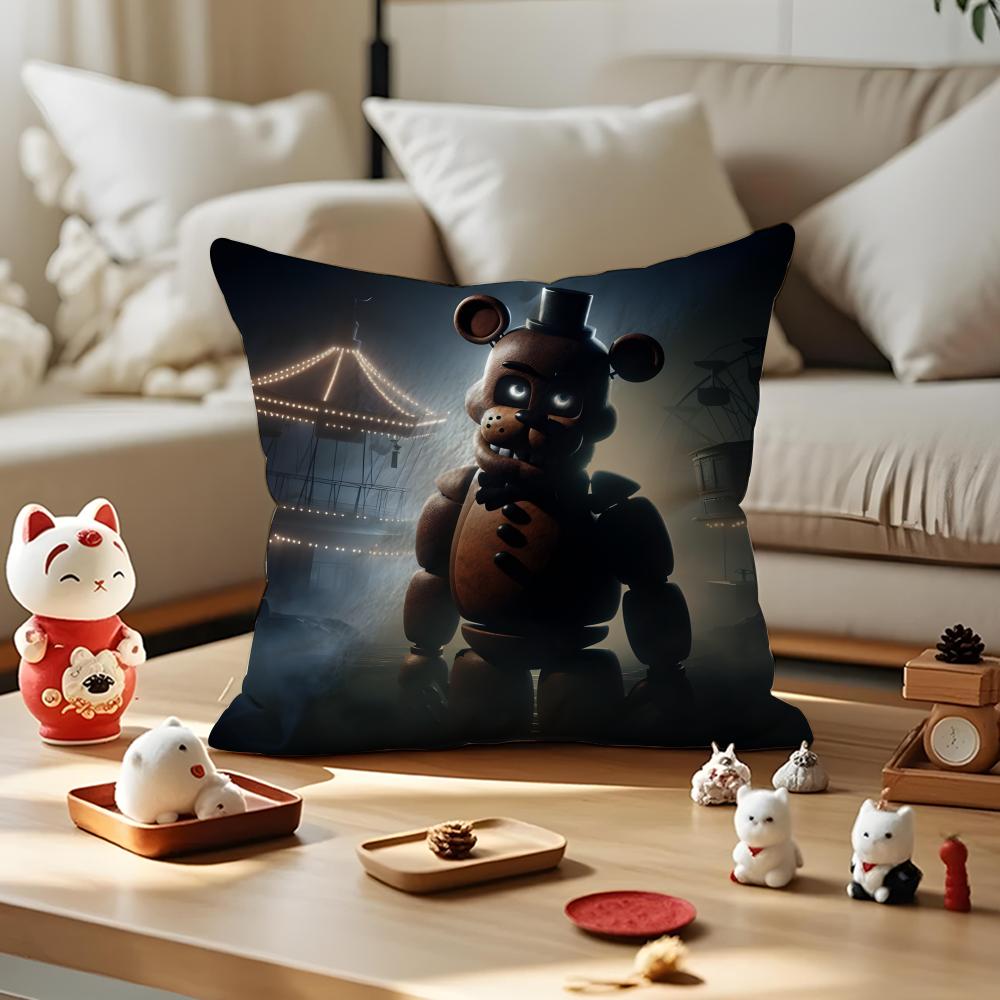 Movie Five N-Nights At F-Freddys2 Cushion Cover Anti-dustmite Pillowcase Invisible Zipper Silky Short Plush Sofa Cushion Cover