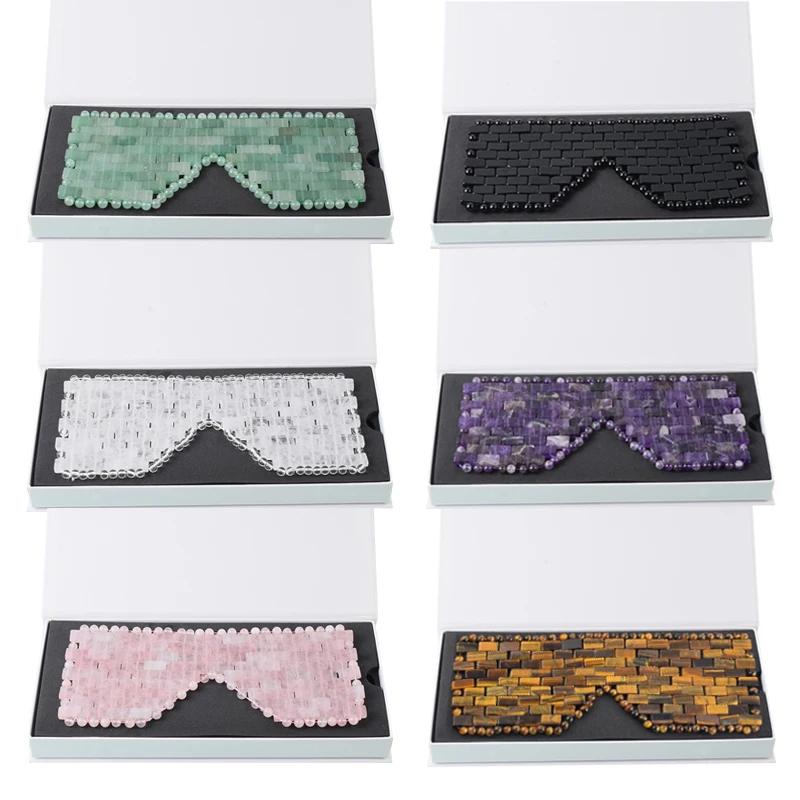 Handmade Exquisite Natural Jade Eye Mask Rose Quartz Facial Massager Natural Stone for Therapy Sleep Eye Mask Relieve Fatigue