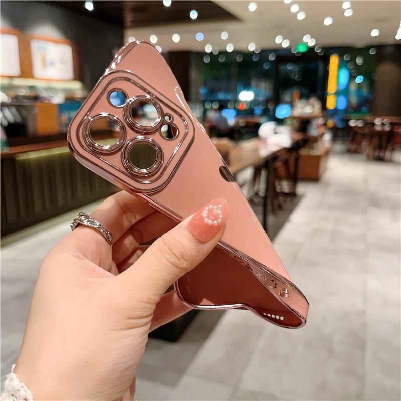 For iPhone 16 Pro Max Luxury Plating Nice Frame Soft Phone Case iPhone 16 15 14 13 12 11 X Xs Xr 7 8 Plus Lens Protective Cover