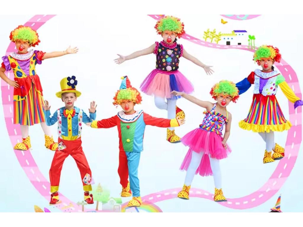 Kids' Clown & Magician Costume Set for Boys & Girls - Perfect for Masquerades, National Day, Christmas & New Year Performances.