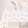 1pc Pink Bow & Star Disposable Plastic Tablecloth, Elegant Party Decoration for Weddings, Bridal Showers, Birthdays, Baby Showers, and Celebrations