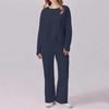 Women's 2-piece Casual Round Neck Sportswear Suit Loose And Fashionable Wide-leg Multi-pocket Sports Pants Suit