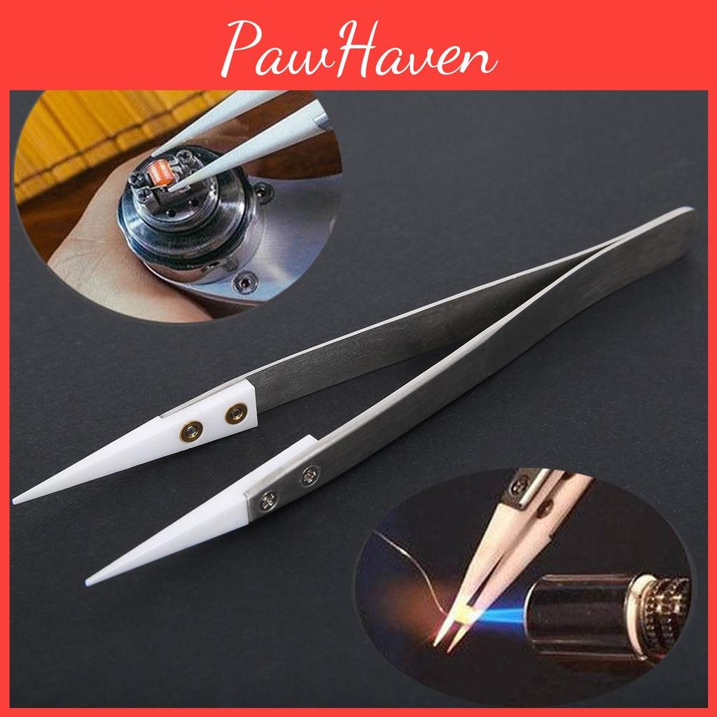 Ceramic Steel Stainless Pointed Tip Tweezer Heat Resistant Antistatic Antiacid