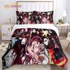 Demon Slayer's Japanese Carton Style Children's Print Beding Set with Soft Fabric Duvet Set Comfortable Bed Size Children's Girl Boy Gift