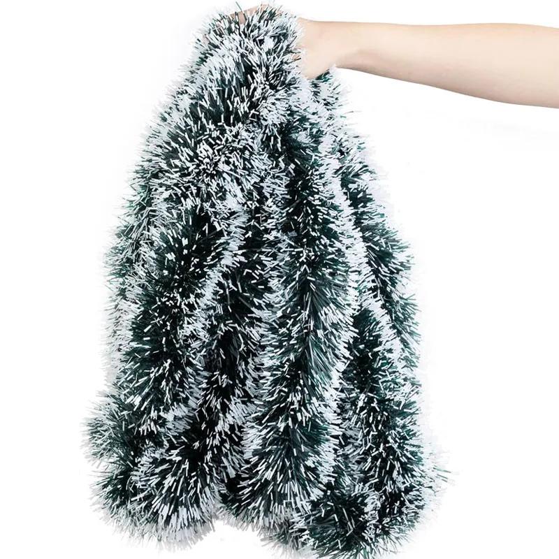 60/2m Christmas Tinsel Garland Green Wreath Madder Flower Ribbons Xmas Tree Ornaments Wedding Birthday Party Home Decoration