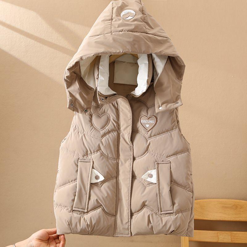 New Cotton Vest Short Autumn and Winter New Hooded Padded Cotton Vest Vest Vest Jacket