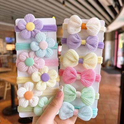 6PC Cute Sweet Flower Bow Girl Kids Elastic Hair Bands Children Hair Ties Princess Hair Accessories Baby Headwear