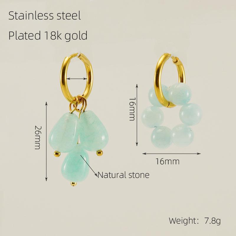 2023 Vintage Malachite & 18k Gold-Plated Stainless Steel Hoop Earrings