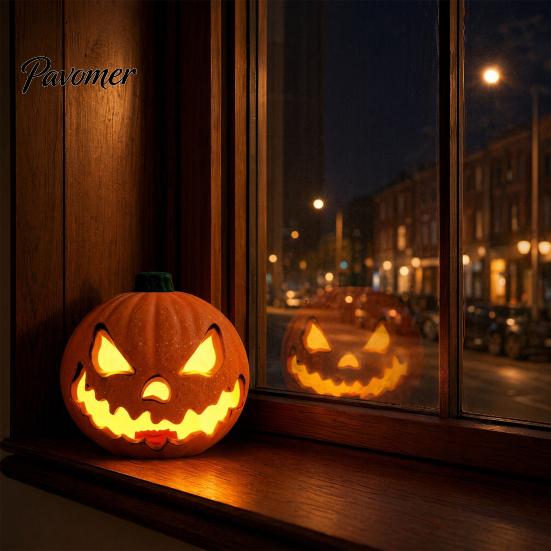 Long-lasting LED Pumpkin Halloween Evil Lantern, Large Light Up Jack O Lantern Decor with Integrated for Party Scene, Spooky Outdoor Indoor