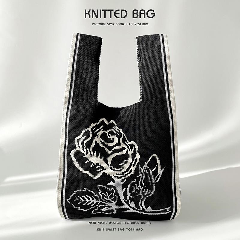 

Вязаная сумка-тоут серии «Цветы» - Универсальная, Вместительная, Идеальный подарок учителю или Милая сумочка