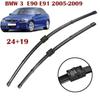 24"+19" Square Buckle Frameless Wiper Blades 2PCS for 3 Series E90 E91 2005-2009, 1 Series E87, 5 Series E60, X1 E84, A4 B7, W204