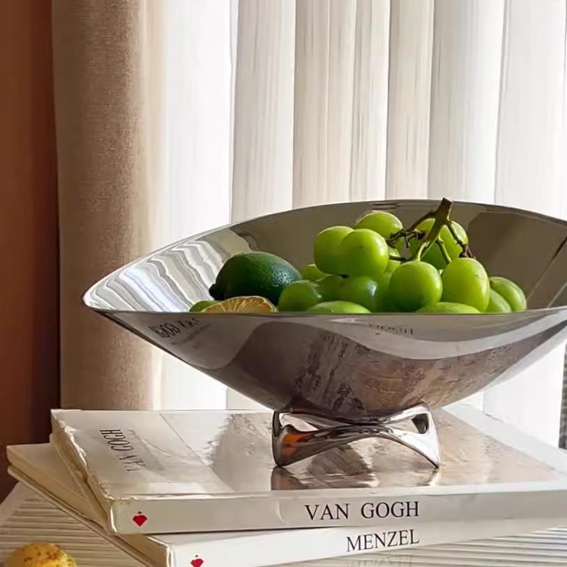 Luxury Mirror Stainless Steel Fruit Tray, Irregular Storage Tray, Large Snack Bowl, Kitchen Storage Container, Home Decoration