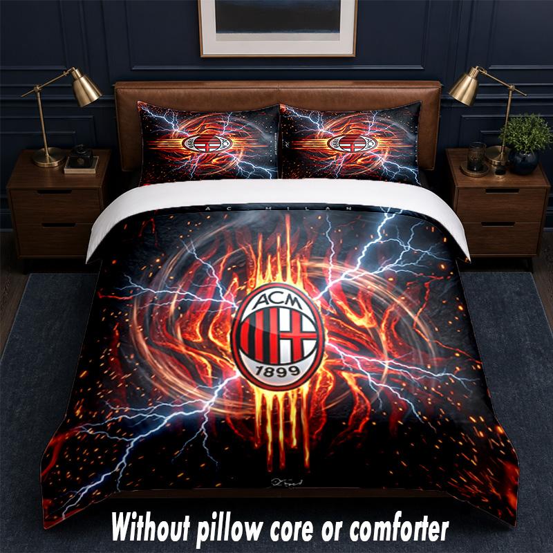 AC Milan Design Bed Bedding Set 1 Duvet Cover + 2 Pillowcases Soft Breathable Household Bed Linens