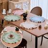 Solid Color Washed Cotton Ruffle Edge Placemat Washable Weddding Cloth Napkins Table Decorations Kitchen Table Mats Home Decor