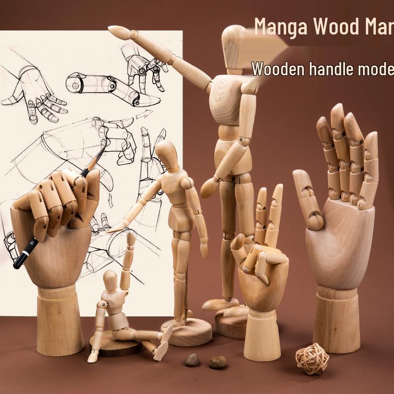12-Inch Flexible Wooden Jointed Figure Model for Sketching and Painting