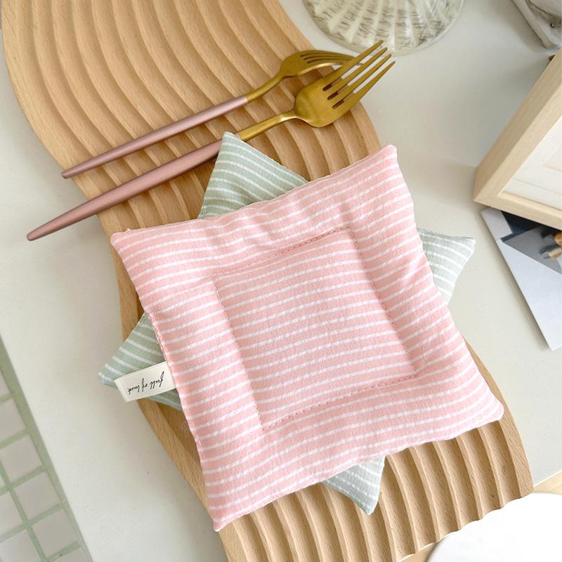 14x14cm Cotton Anti Slip Fabric Multiple Colors Square Shaped Multi-functional Striped Coaster Home Table Decor Accessories