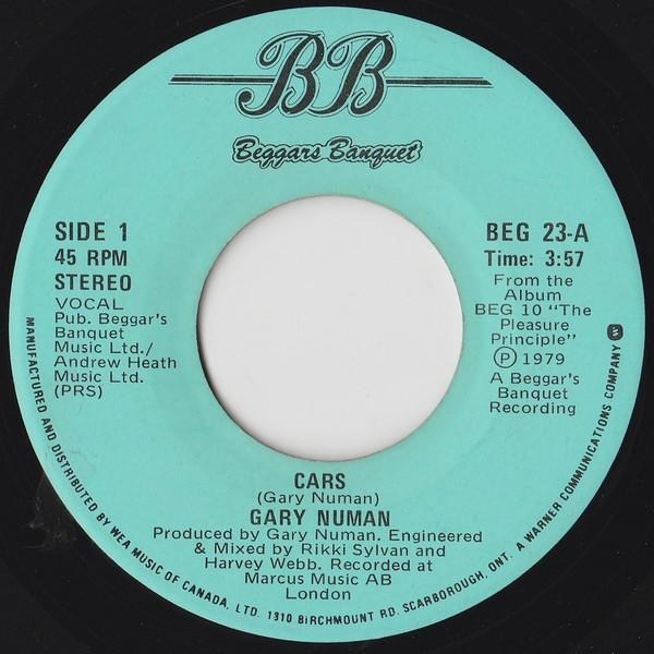 

7-дюймовая пластинка GARY NUMAN Cars BEG23 Beggars Banquet 1979 Канада Dance Электроника Б/у
