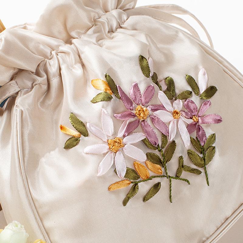 Retro, Stickerei, Kordelzüge, Handtaschen, Aufbewahrungsbeutel, Damen, Geldbörse, Brieftaschen, Kartenhalter, Eimer, Umhängetasche, Handgelenktaschen