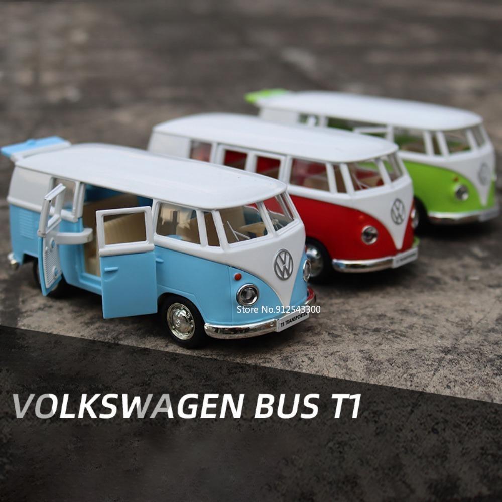 1:36 Volkswagen VW T1 Bus Toy Car Model Alloy Diecast with Pull Back Doors Opened Van Models Best Gifts for Boys Kids Toy