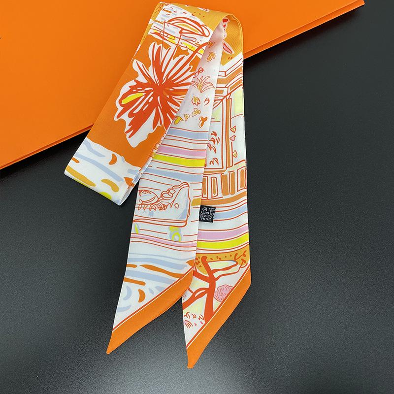 23 spring and summer new decorative tied silk scarf Hawaiian wind hair band, fresh color scheme simulation silk twill