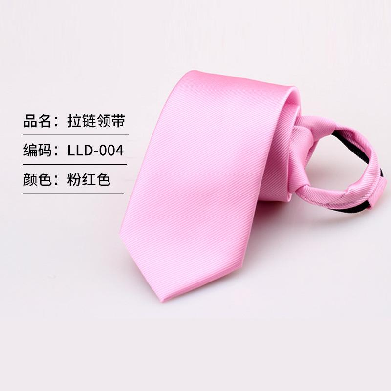 Narrow Tie No Knots Tooling Administrative Men'S And Women'S Plain Zipper Easy To Pull Red Lazy Tie Casual
