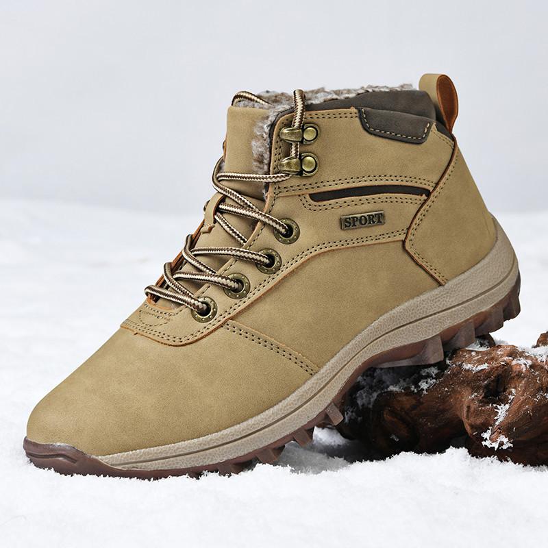 Fashion Winter Men's Boots Fashion Lace-up Platform Sneakers For Men Outdoor Thick-soled Non-slip Unisex Cotton Shoes Women's Snow Boots