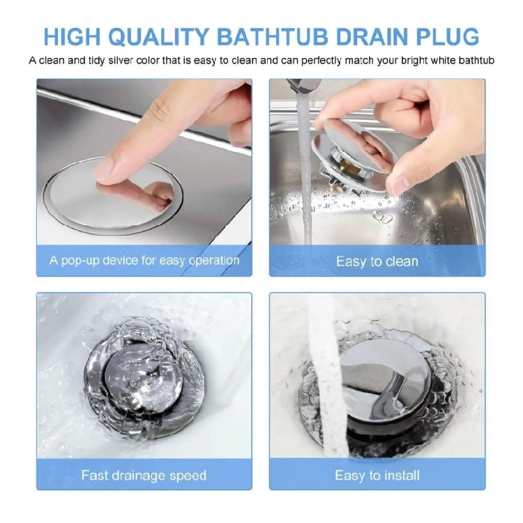 Tappi universali per scarico vasca da bagno Tipo a pressione Tappi di scarico Tappi a molla Raccogli capelli per scarico doccia Tappo per vasca da bagno