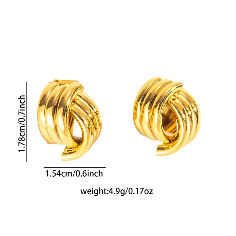 Elegant Retro Geometric Frosted Hollow Cable Texture Earrings for Women