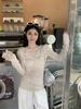 Spring/Summer Korean Polka Dot Sheer Slim-Fit Long Sleeve T-Shirt for Women