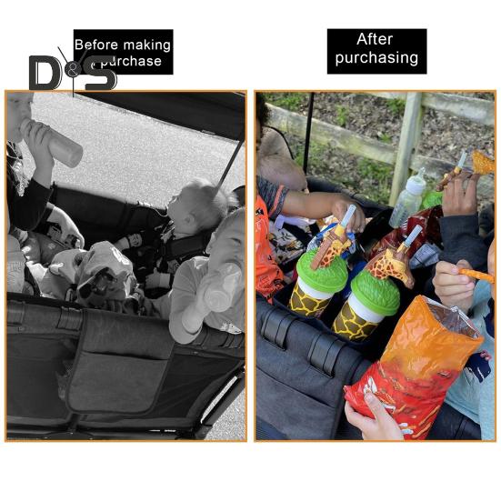 Zásobník na svačinu do kočárku s upevňovacími páskami Vodotěsný Snadno se čistí Univerzální kompatibilita Zásobník na jídlo s izolovaným držákem na pohár pro Wonderfold Wagon